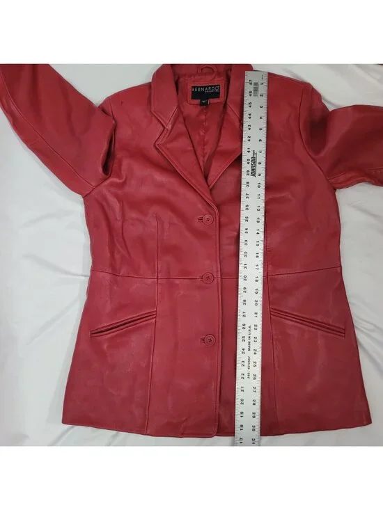 Bernardo Collection Women's Red Leather Blazer Jacket Size XL NWT - Picture 6 of 11
